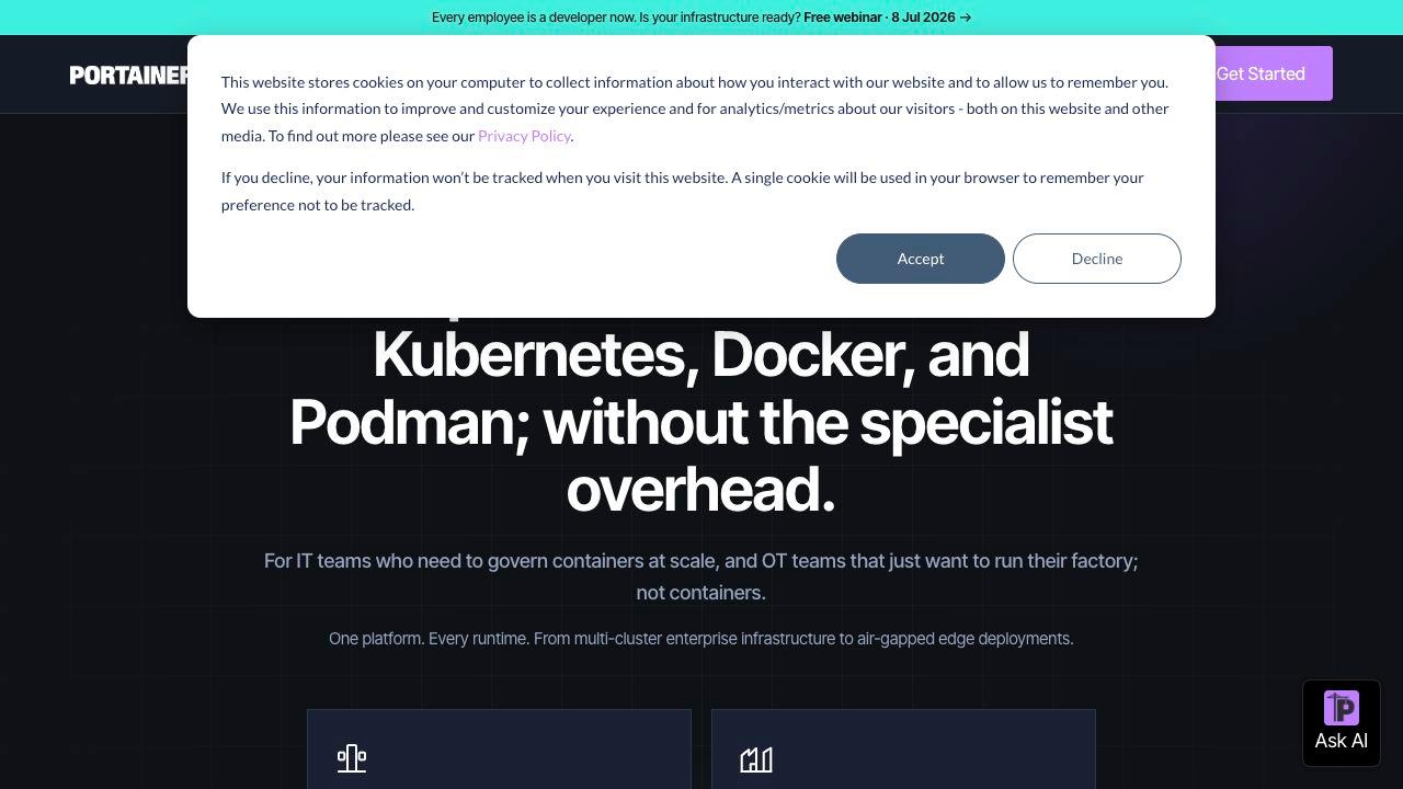 Portainer Kubernetes management screenshot