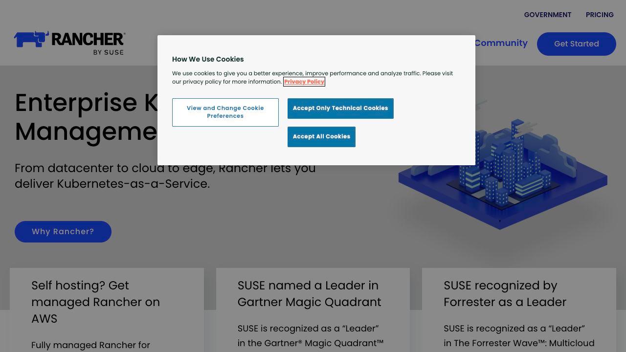 Rancher Kubernetes management screenshot